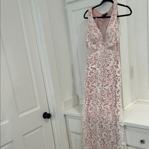 Chic Backless Pink and White Dress